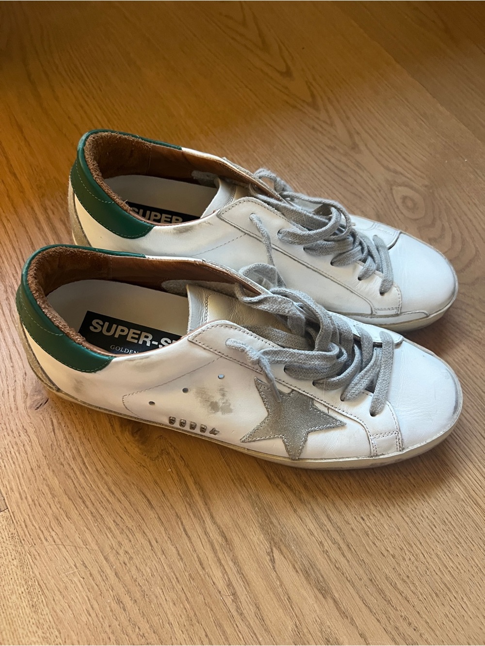 Golden Goose White Sneakers with Green Heel - Size 40